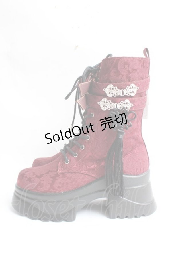 画像2: axes femme POETIQUE / チャイナ釦タンクソールブーツ L ワイン Y-25-11-15-049-AX-SH-SZ-ZY (2)