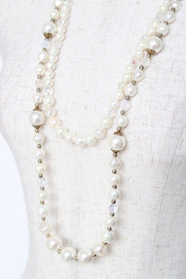 画像2: axes femme / パールクリスタルネックレス  生成り Y-25-11-15-007-AX-AC-SZ-ZY (2)