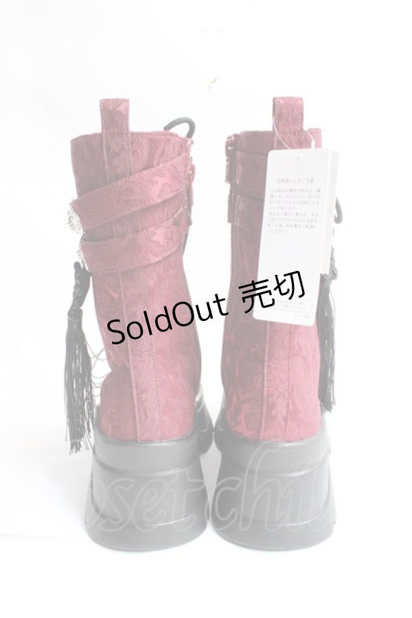 画像3: axes femme POETIQUE / チャイナ釦タンクソールブーツ L ワイン Y-25-11-15-049-AX-SH-SZ-ZY (3)