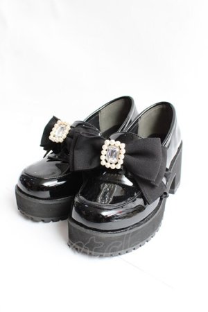 画像: Honey Cinnamon / ビジューエナメルシューズ ｍ 黒 Y-25-11-15-050-LO-SH-SZ-ZY