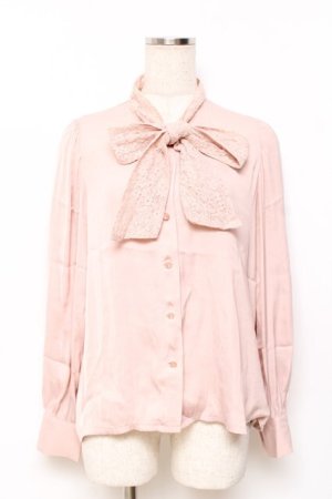 画像: an another angelus / レースボウタイブラウス  ピンク Y-25-11-15-058-CA-BL-SZ-ZY