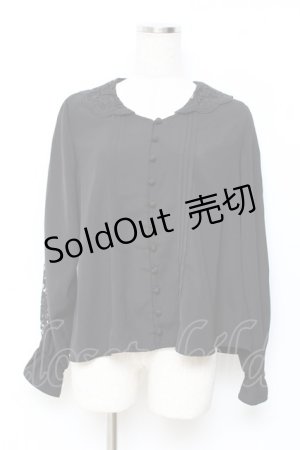 画像: an another angelus / レース襟ピンタックブラウス  黒 Y-25-11-15-061-CA-BL-SZ-ZY