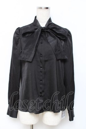 画像: evelyn / オーガンジーボウタイブラウス  黒 Y-25-11-15-063-LO-BL-SZ-ZY