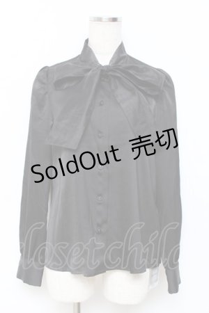 画像: evelyn / オーガンジーボウタイブラウス  黒 Y-25-11-15-063-LO-BL-SZ-ZY