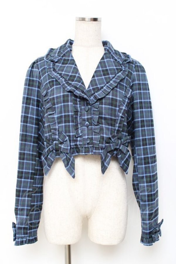 axes femme kawaii / タータンチェックジャケット ブルー Y-25-11-15