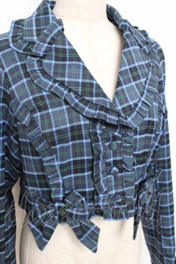 画像4: axes femme kawaii / タータンチェックジャケット  ブルー Y-25-11-15-065-AX-JA-AS-ZI (4)