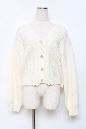 画像: axes femme / パールボタンニットカーディガン F 生成り Y-25-11-15-069-AX-TO-SZ-ZY