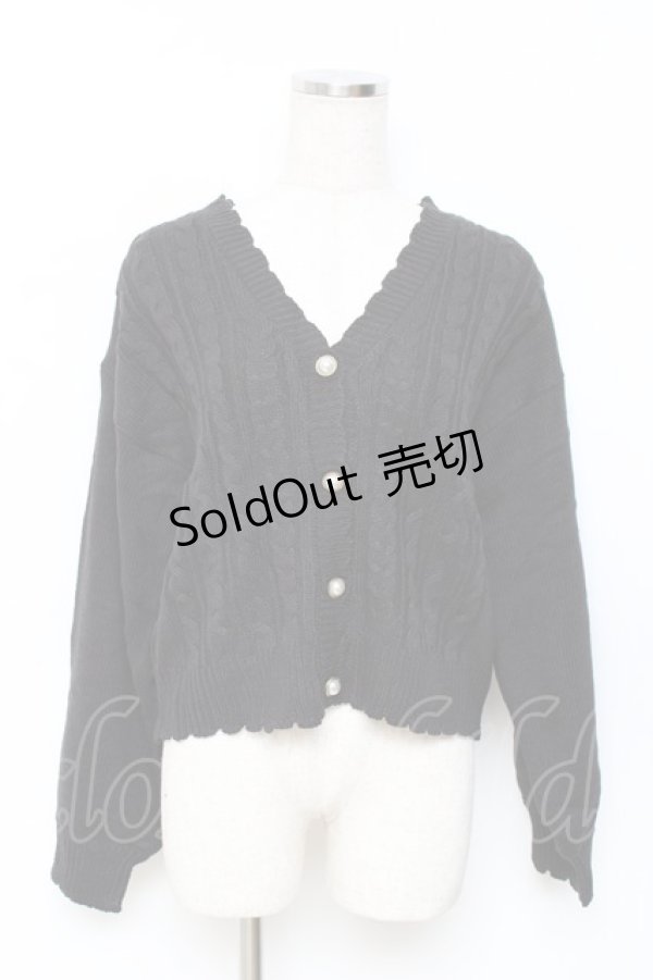 画像1: axes femme / パールボタンニットカーディガン  黒 Y-25-11-15-071-AX-TO-SZ-ZY (1)