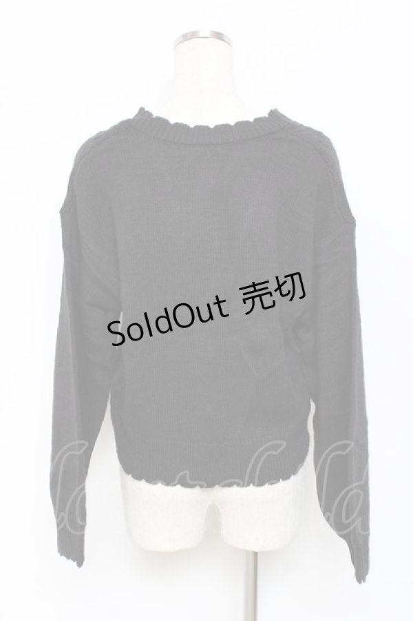 画像2: axes femme / パールボタンニットカーディガン  黒 Y-25-11-15-071-AX-TO-SZ-ZY (2)