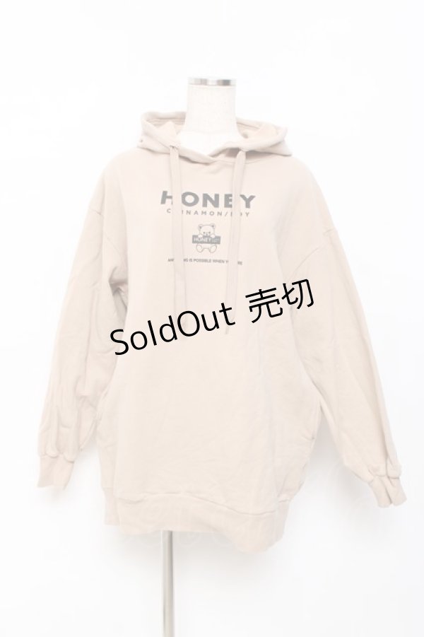画像1: Honey Cinnamon / ベアプリントパーカー  ベージュ Y-25-11-15-082-LO-TO-SZ-ZY (1)