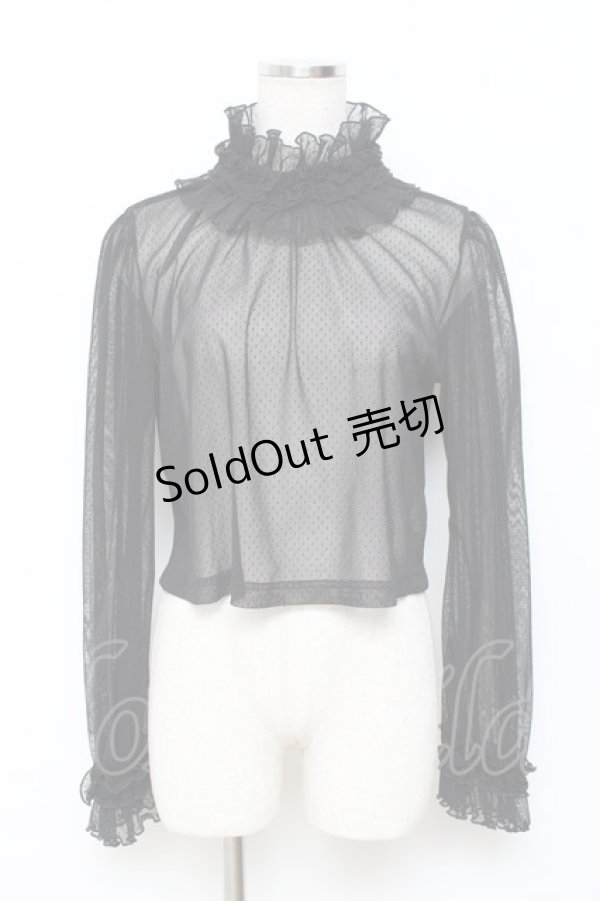 画像1: ALICE and the PIRATES / ドットチュールプルオーバー  黒 Y-25-11-15-083-PA-TO-SZ-ZY (1)