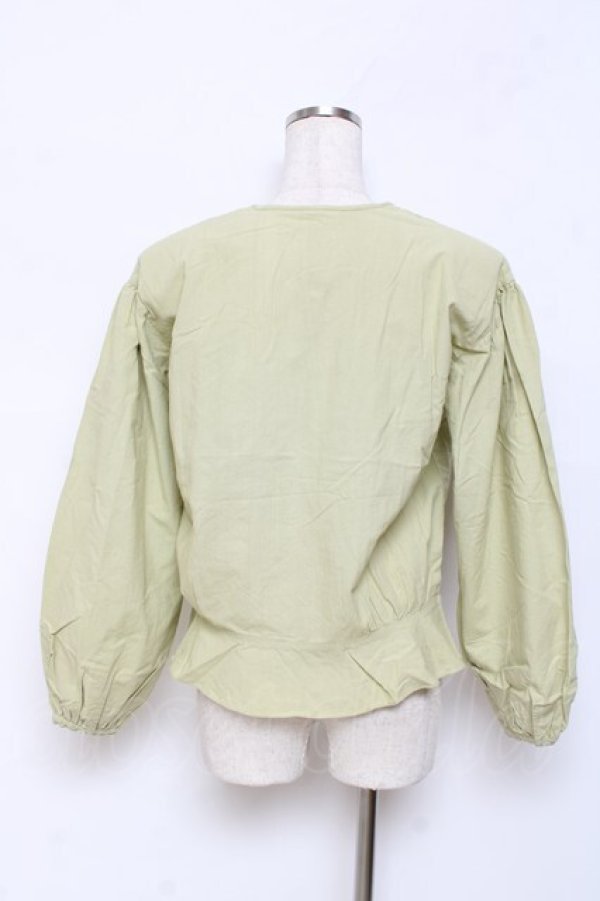 画像2: PINK HOUSE / お花モチーフ付きタックブラウス F グリーン Y-25-11-15-084-LO-BL-SZ-ZY (2)