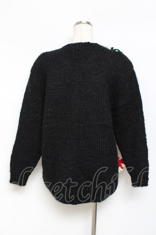 画像2: INGEBORG / カーネーションモチーフのニットカーディガン F 黒 Y-25-11-15-085-LO-TO-SZ-ZY (2)