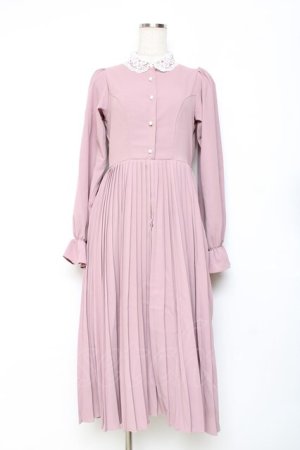 画像: m petit by misako / AM*レースエリプリーツワンピース S 中桃 Y-25-11-15-093-LO-OP-SZ-ZY