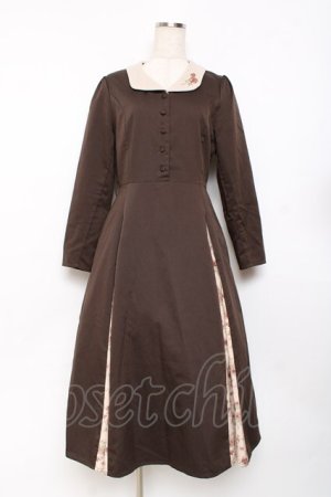 画像: an another angelus / 刺繍入り花柄切替ロングワンピース  ブラウン Y-25-11-15-096-CA-OP-SZ-ZY