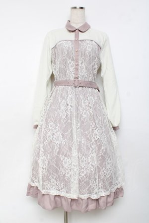 画像: axes femme / ビスチェ切替レースワンピース  生成り Y-25-11-15-098-AX-OP-SZ-ZY