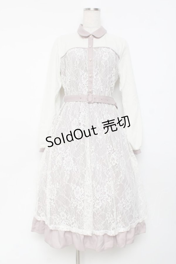 画像1: axes femme / ビスチェ切替レースワンピース  生成り Y-25-11-15-098-AX-OP-SZ-ZY (1)