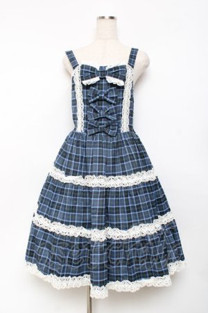 画像: axes femme kawaii / タータンチェックジャンスカ  ブルー Y-25-11-15-100-AX-OP-AS-ZY