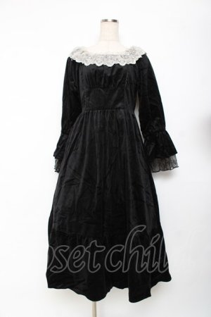 画像: axes femme / パゴタ袖ベロアワンピース  黒 Y-25-11-15-101-AX-OP-SZ-ZY