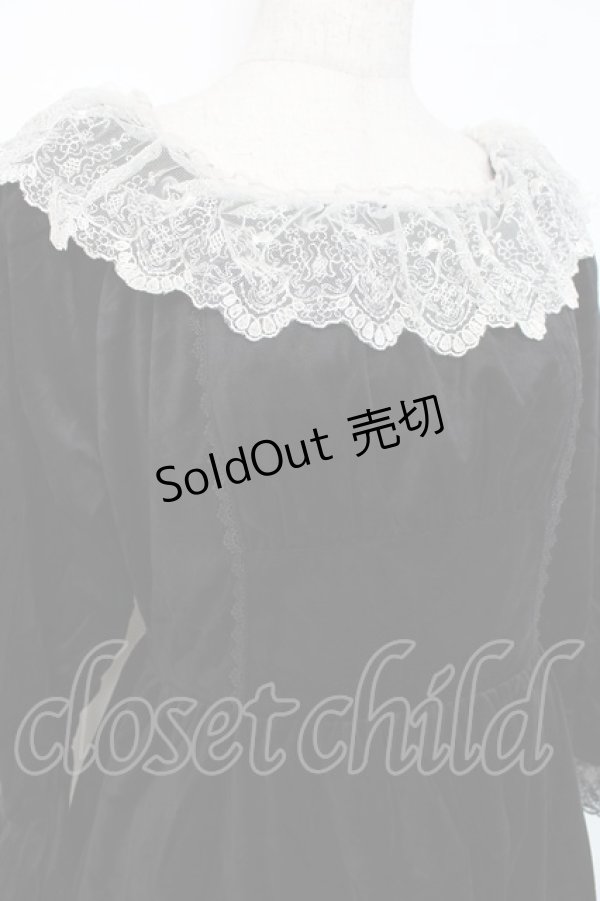 画像3: axes femme / パゴタ袖ベロアワンピース  黒 Y-25-11-15-101-AX-OP-SZ-ZY (3)