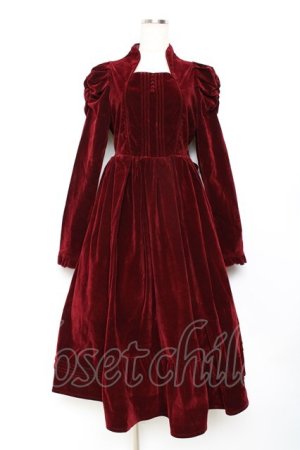 画像: axes femme kawaii / クラシカルベロアワンピース  ワイン Y-25-11-15-103-AX-OP-SZ-ZY