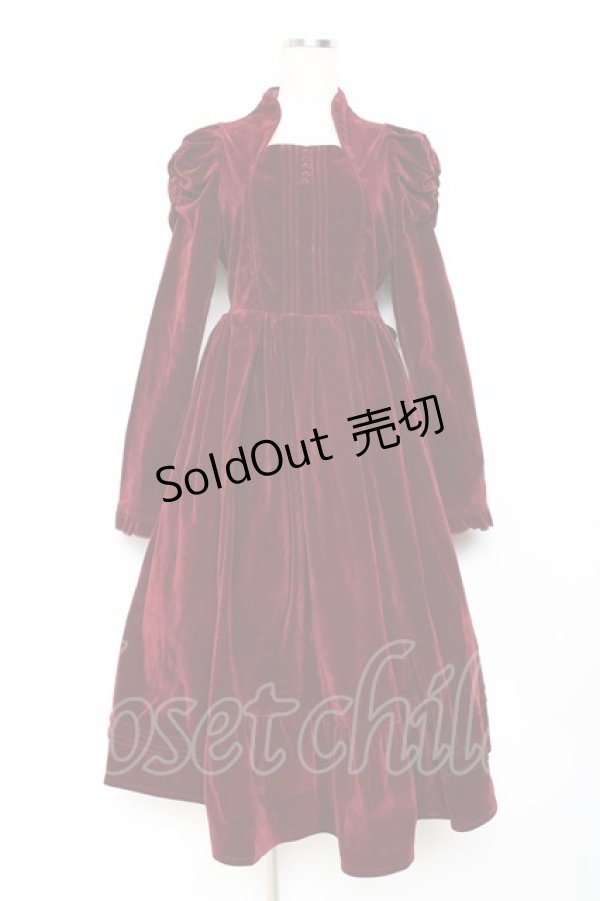 画像1: axes femme kawaii / クラシカルベロアワンピース  ワイン Y-25-11-15-103-AX-OP-SZ-ZY (1)