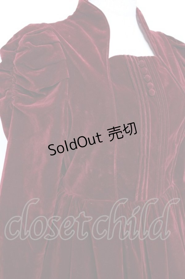 画像4: axes femme kawaii / クラシカルベロアワンピース  ワイン Y-25-11-15-103-AX-OP-SZ-ZY (4)