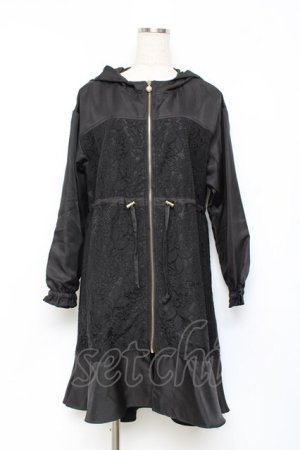 画像: axes femme / レースデザインモッズコート  黒 Y-25-11-15-112-AX-CO-SZ-ZY