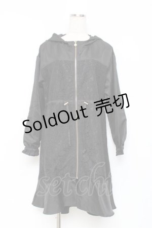 画像: axes femme / レースデザインモッズコート  黒 Y-25-11-15-112-AX-CO-SZ-ZY