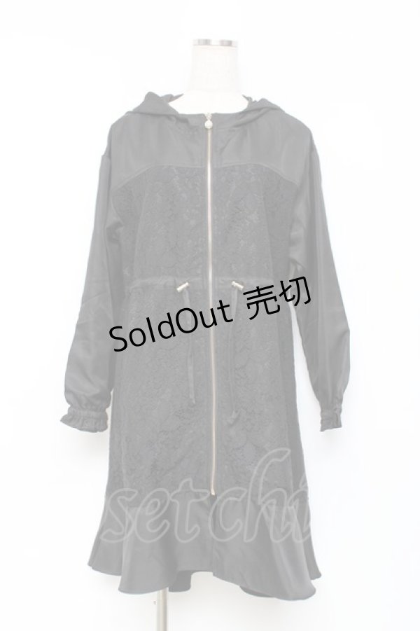 画像1: axes femme / レースデザインモッズコート  黒 Y-25-11-15-112-AX-CO-SZ-ZY (1)