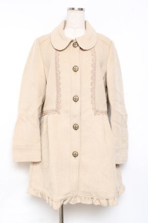 画像: axes femme / レース配色丸襟コート  ベージュ Y-25-11-15-113-AX-CO-SZ-ZY