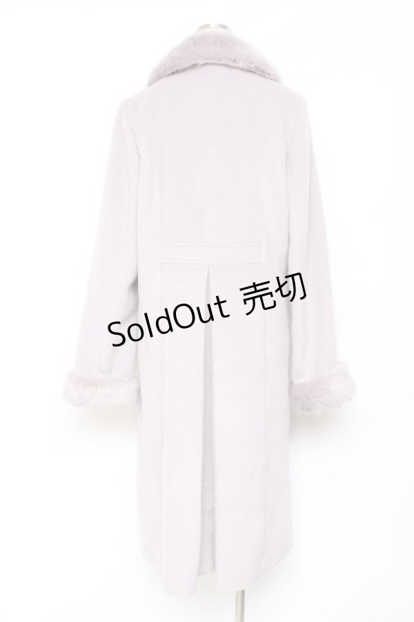 画像2: axes femme / ファー襟フロント刺繍ロングコート  ラベンダー Y-25-11-15-114-AX-CO-SZ-ZY (2)