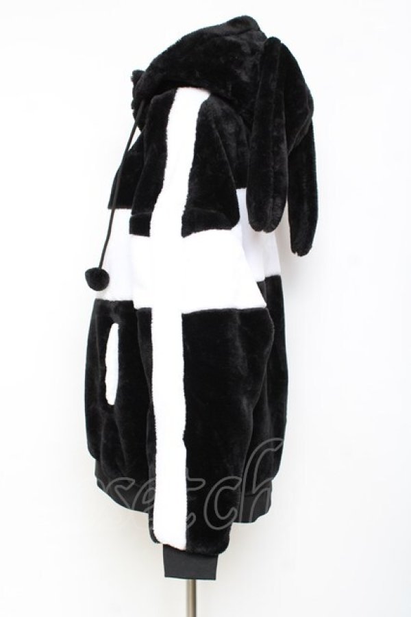 画像2: LISTEN FLAVOR / うさ耳天使のファーブルゾン  白黒 Y-25-11-15-115-PU-CO-SZ-ZI (2)