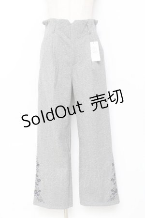 画像: axes femme / 裾刺繍起毛ストレートパンツ  グレー Y-25-11-15-118-AX-PA-SZ-ZY