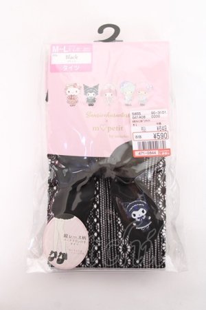 画像: m petit by misako / AMクロミリボンタイツ  中黒 Y-25-11-15-018-LO-ZA-SZ-ZY