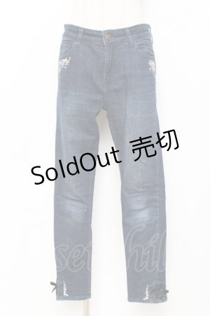 画像: axes femme / 猫×時計刺繍デニムパンツ  デニム Y-25-11-15-119-AX-PA-SZ-ZY