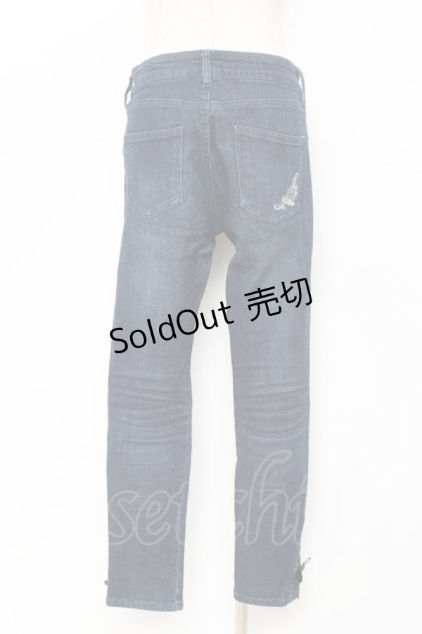 画像2: axes femme / 猫×時計刺繍デニムパンツ  デニム Y-25-11-15-119-AX-PA-SZ-ZY (2)