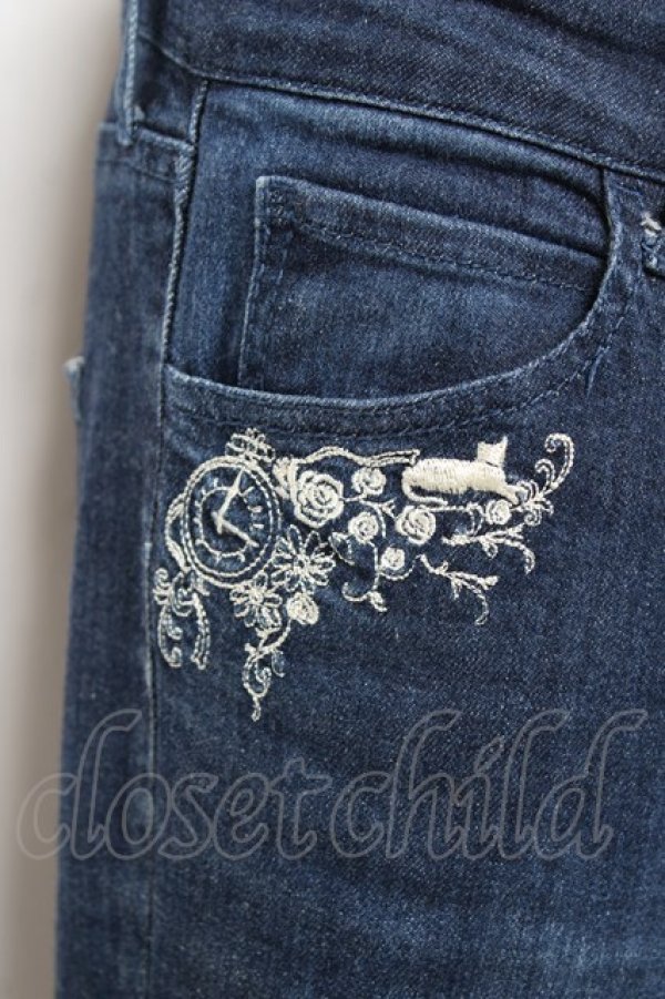 画像3: axes femme / 猫×時計刺繍デニムパンツ  デニム Y-25-11-15-119-AX-PA-SZ-ZY (3)