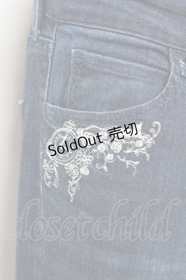 画像3: axes femme / 猫×時計刺繍デニムパンツ  デニム Y-25-11-15-119-AX-PA-SZ-ZY (3)