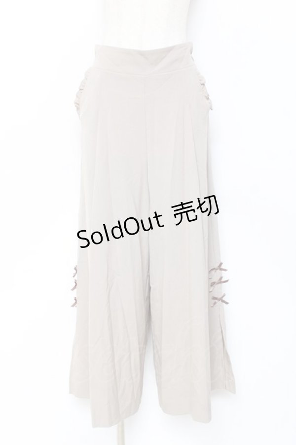 画像1: axes femme / プチリボンスリットワイドPT  グレージュ Y-25-11-15-122-AX-PA-SZ-ZY (1)