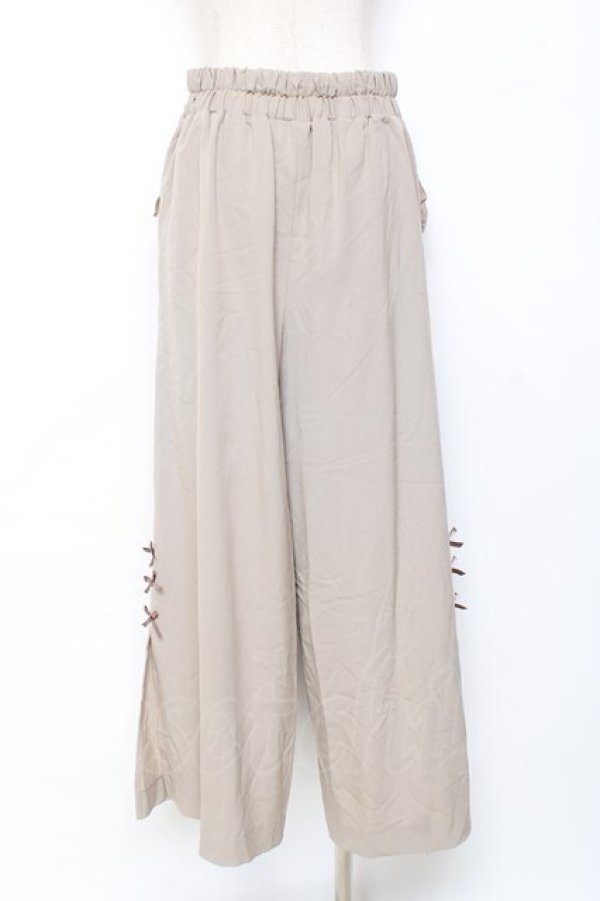 画像2: axes femme / プチリボンスリットワイドPT  グレージュ Y-25-11-15-122-AX-PA-SZ-ZY (2)