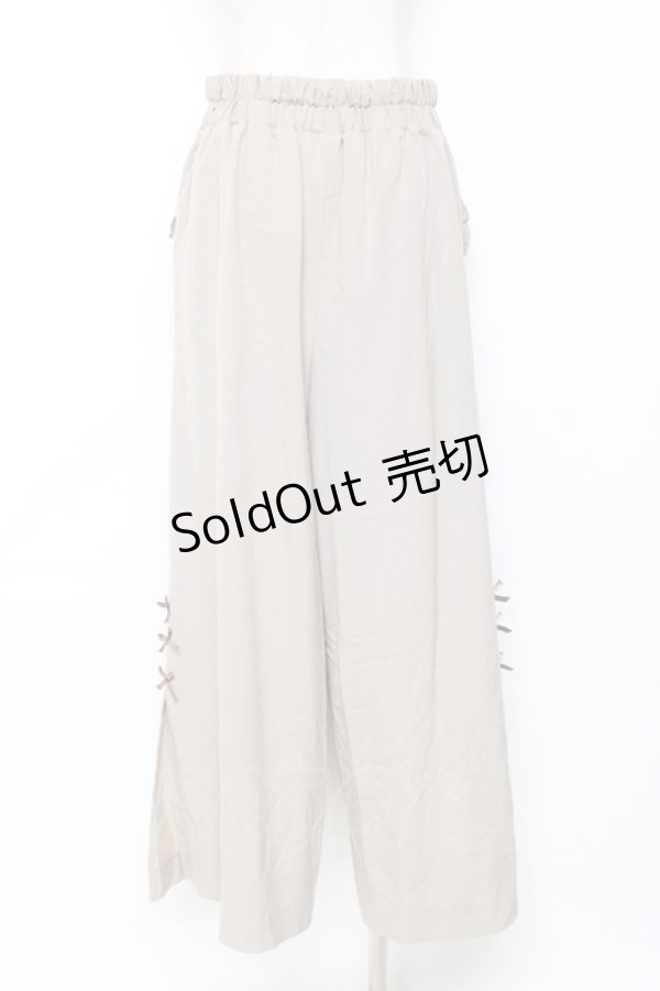 画像2: axes femme / プチリボンスリットワイドPT  グレージュ Y-25-11-15-122-AX-PA-SZ-ZY (2)