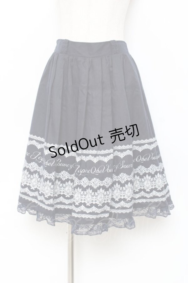 画像1: axes femme / レースプリントスカート  紺 Y-25-11-15-127-AX-SK-SZ-ZY (1)