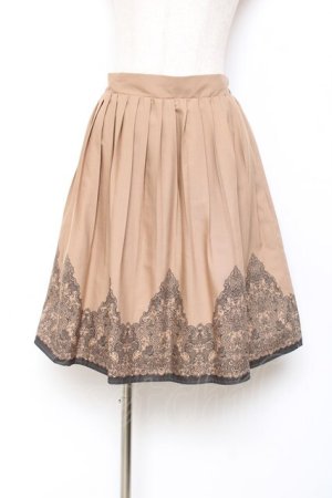 画像: axes femme / パネル柄プリーツスカート  キャメル Y-25-11-15-131-AX-SK-SZ-ZY