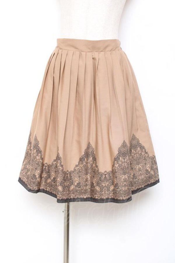 画像1: axes femme / パネル柄プリーツスカート  キャメル Y-25-11-15-131-AX-SK-SZ-ZI (1)