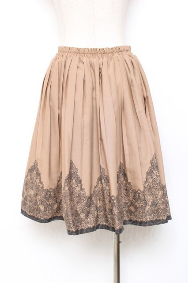 画像2: axes femme / パネル柄プリーツスカート  キャメル Y-25-11-15-131-AX-SK-SZ-ZI (2)