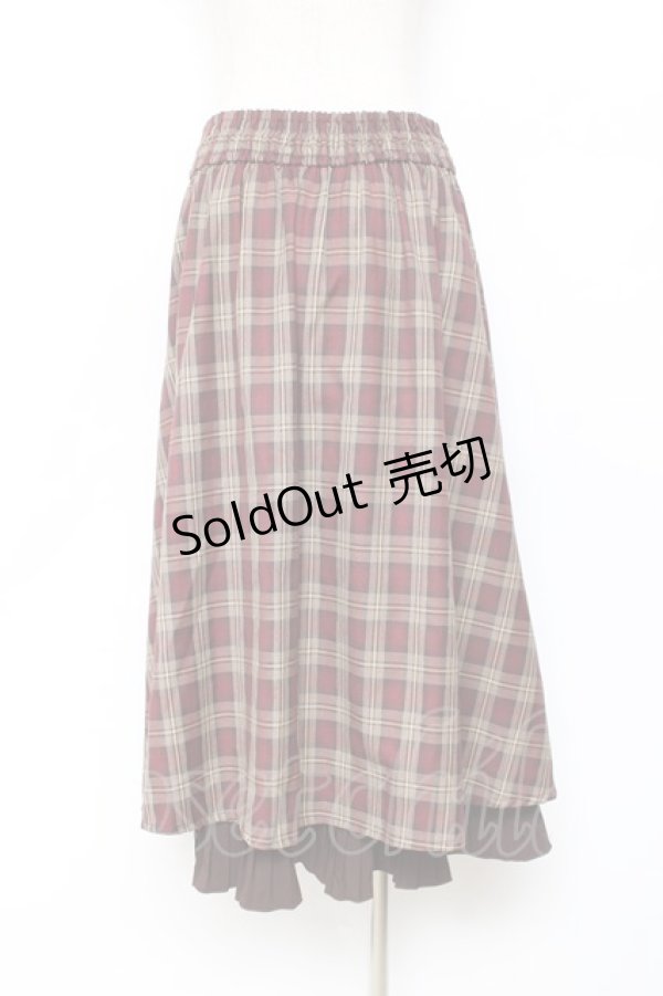 画像2: axes femme / 裾プリーツチェック柄スカート  ブラウン Y-25-11-15-134-AX-SK-SZ-ZY (2)