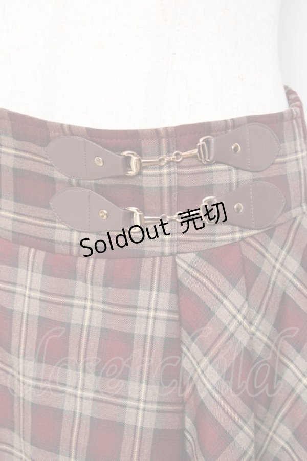 画像3: axes femme / 裾プリーツチェック柄スカート  ブラウン Y-25-11-15-134-AX-SK-SZ-ZY (3)