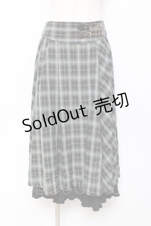 画像: axes femme / 裾プリーツチェック柄スカート  グリーン Y-25-11-15-135-AX-SK-SZ-ZY