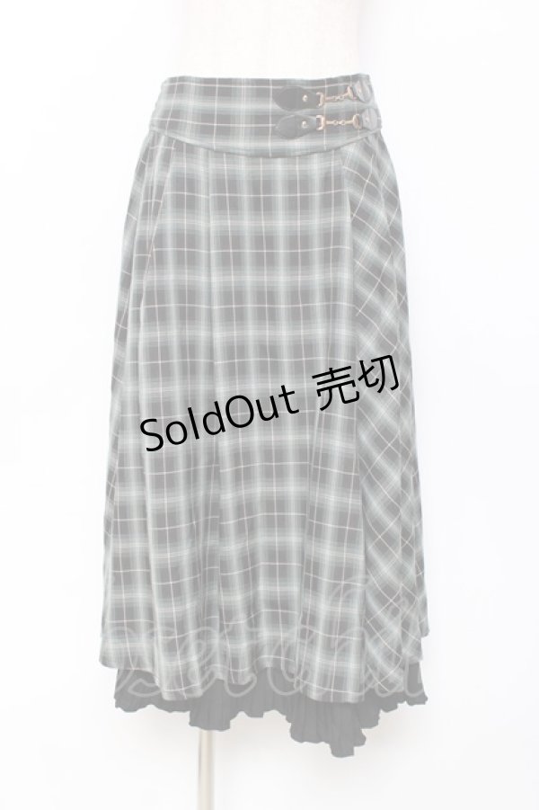 画像1: axes femme / 裾プリーツチェック柄スカート  グリーン Y-25-11-15-135-AX-SK-SZ-ZY (1)